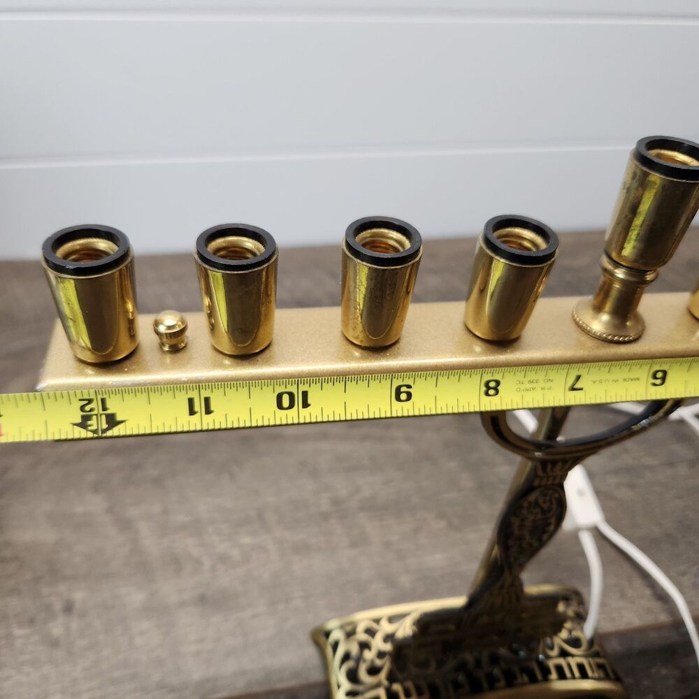Electric Brass Hanukkah Menorah Twelve Tribes of Israel No Bulbs Works - Picture 6 of 6